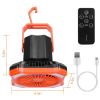 Portable Camping Lantern Fan 10000mAh Battery Powered Hanging Fan USB Rechargeable Tent Fan with 4 Light Modes 3 Wind Modes Emergency Power Bank Remot