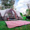 6 Family Camping Tents, Outdoor Double Layers Waterproof Windproof with Top Roof Rainproof and Large Mesh Windows Portable Easy Set Up Camping Gear wi