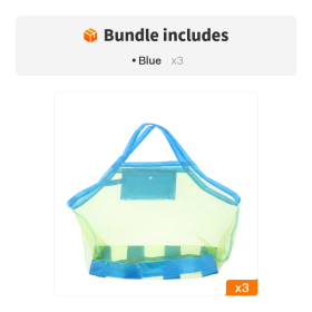 Children's Sand Away Beach Mesh Bag; Beach Toys Bag Baby Toy Storage Bags (Color: Blue*3)