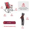 Oversized Rocking Camping Chair, Outdoor Luxury Padded Recliner, Folding Lawn Chair with Pocket, 300 LBS Heavy Duty for Picnic/Lounge/Patio, Portable