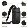 Men's Sling Backpack Waterproof Anti-theft Shoulder Crossbody Chest Bag Messenger Sling Bag Daypack with USB Charging Port